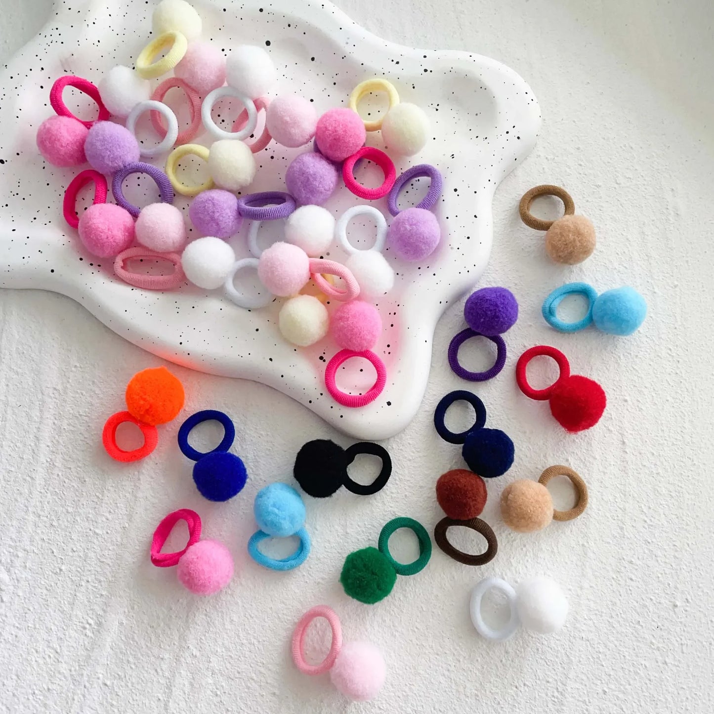 10-30Pcs Kids Elastic Hair Bands Girls Plush Ball Rubber Band For Children Sweets Scrunchie Hair Ties Clip Baby Hair Accessories