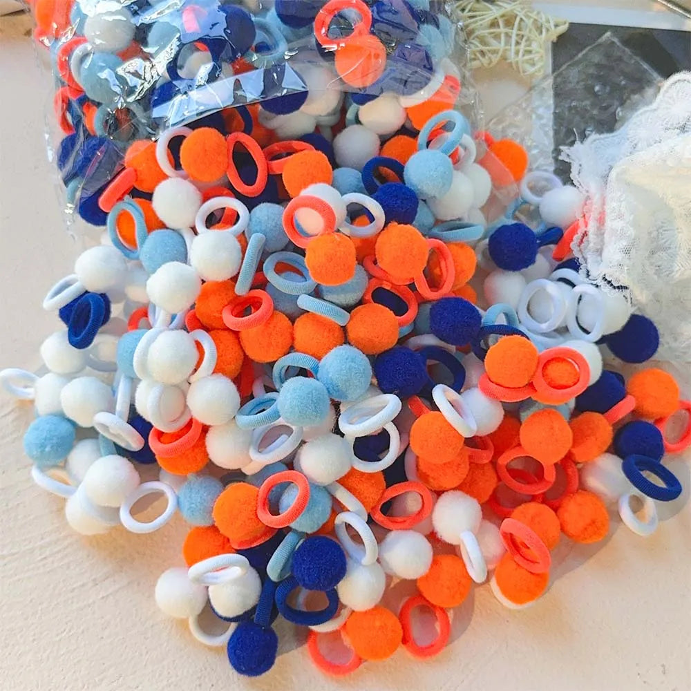 10-30Pcs Kids Elastic Hair Bands Girls Plush Ball Rubber Band For Children Sweets Scrunchie Hair Ties Clip Baby Hair Accessories