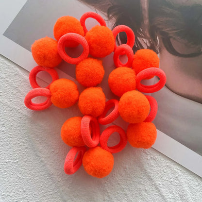 10-30Pcs Kids Elastic Hair Bands Girls Plush Ball Rubber Band For Children Sweets Scrunchie Hair Ties Clip Baby Hair Accessories