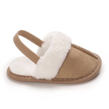 0-18M male and female baby autumn and winter cotton slippers with plush insulation soft sole comfortable indoor walking shoes