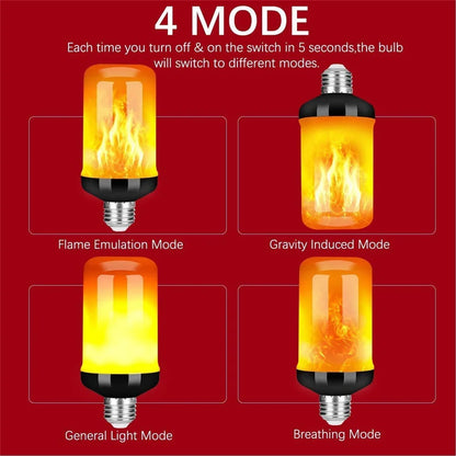 LED Night Light Flame Light Bulb 4 Modes Fire Bulb Lamp Christmas Party Outdoor Indoor Home Decor E27 Base Flickering Nightlight