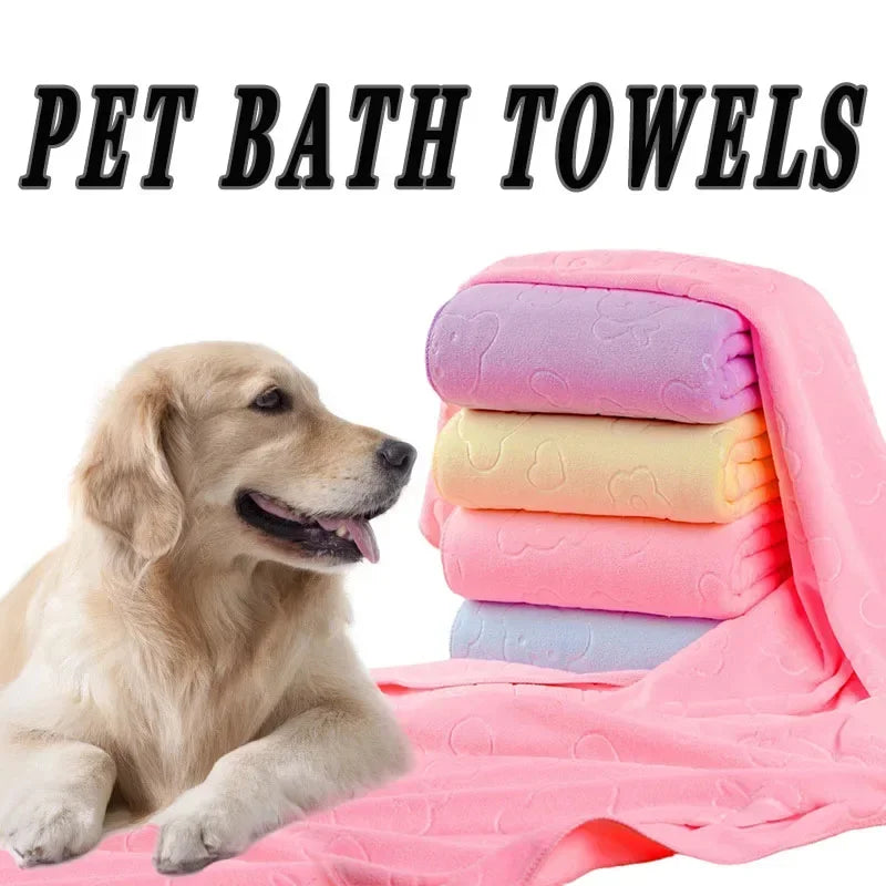 Quick Drying Dog and Cat Towels Soft Fiber Towels Absorbent Bath Towel Pet Bathrobe Convenient Cleaning Towel Pet Supplies