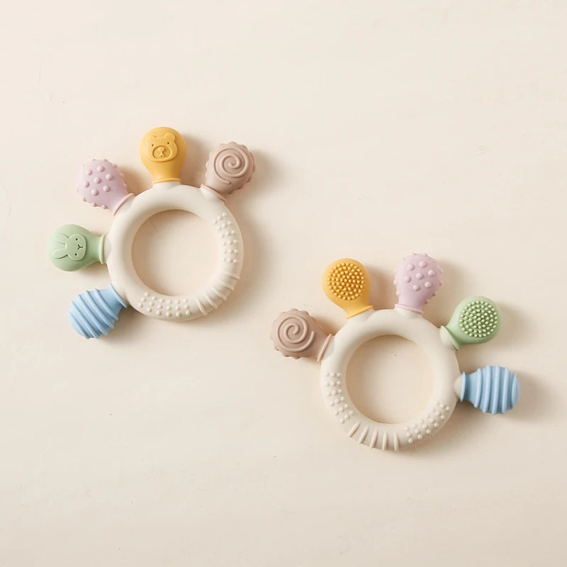 1pc Silicone Teether Baby 0 12 Months Teething Toys Teether Ring Silicone Baby Teether Toys for Toddler BPA Free Baby Toys Gifts