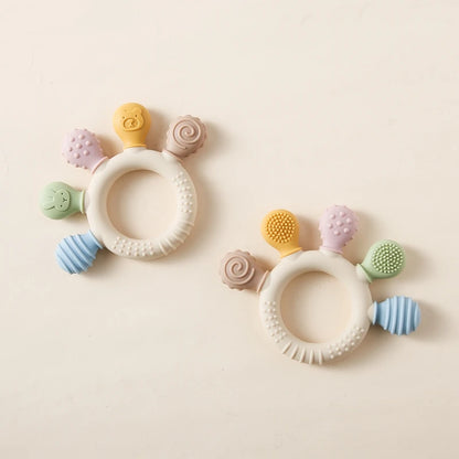 1pc Silicone Teether Baby 0 12 Months Teething Toys Teether Ring Silicone Baby Teether Toys for Toddler BPA Free Baby Toys Gifts