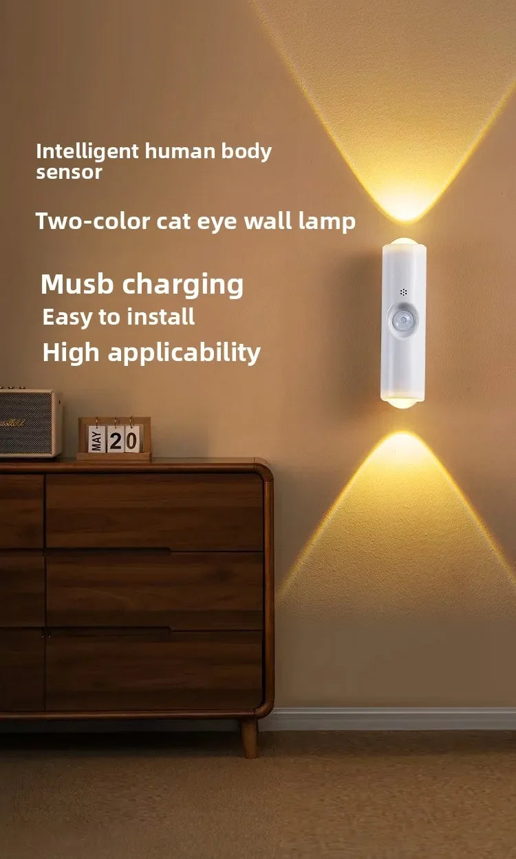 Smart RGB Gradient Night Light Magnetic Motion Sensor Rechargeable Wall Lamp for Bedroom Bathroom Closet Garden Home Decor