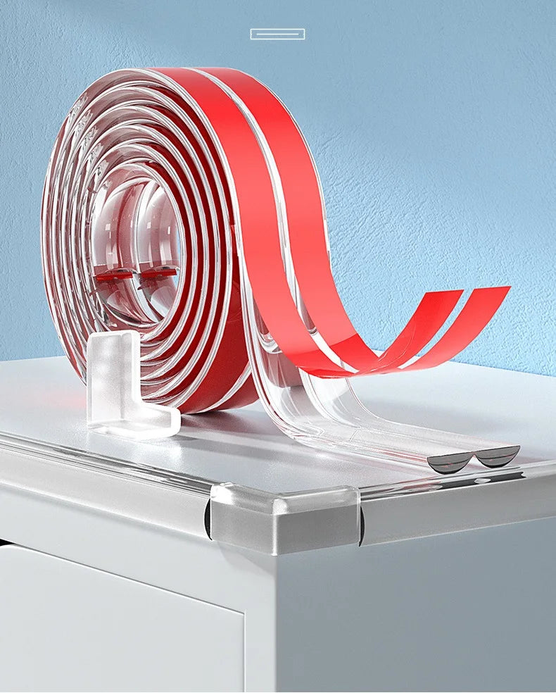 Transparent PVC Baby Protection Strip with Double-Sided Tape Anti-Bumb Kid Safety Table Edge Furniture Guard Corner L Protectors