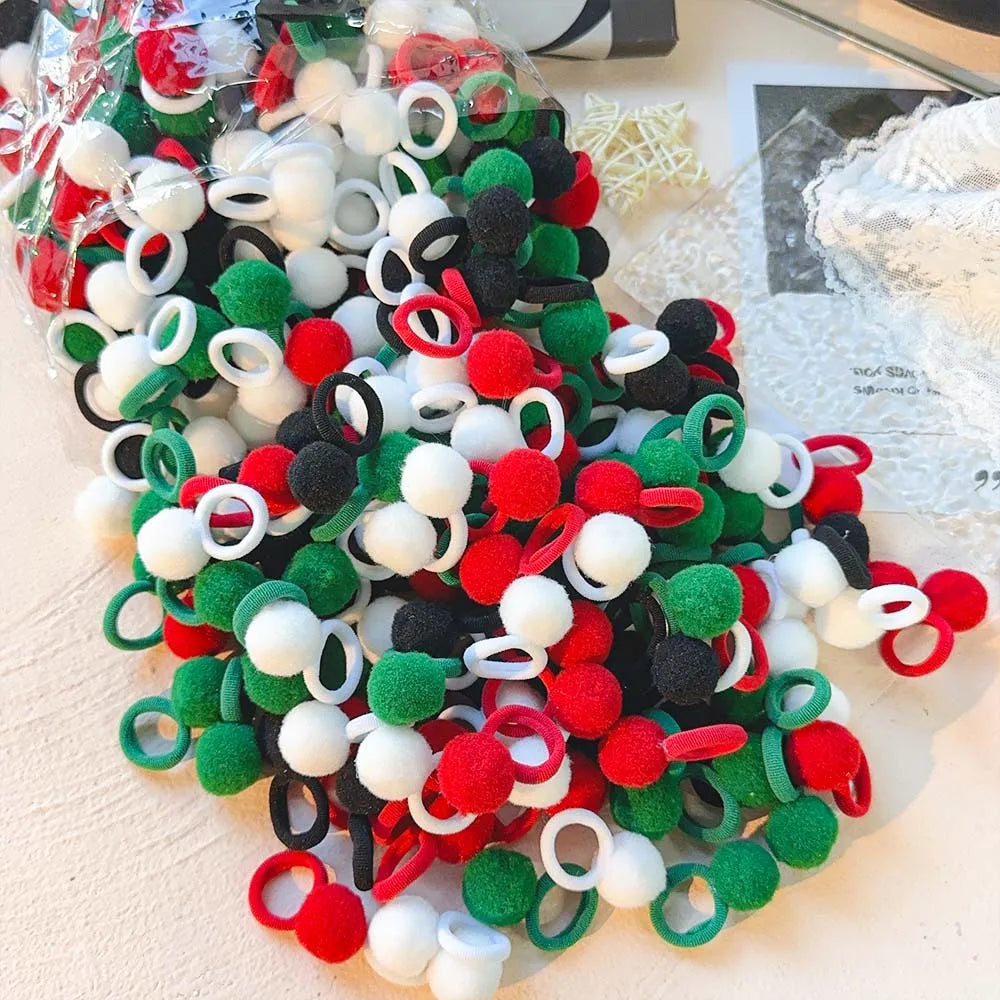 10-30Pcs Kids Elastic Hair Bands Girls Plush Ball Rubber Band For Children Sweets Scrunchie Hair Ties Clip Baby Hair Accessories