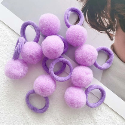 10-30Pcs Kids Elastic Hair Bands Girls Plush Ball Rubber Band For Children Sweets Scrunchie Hair Ties Clip Baby Hair Accessories