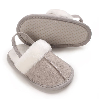0-18M male and female baby autumn and winter cotton slippers with plush insulation soft sole comfortable indoor walking shoes