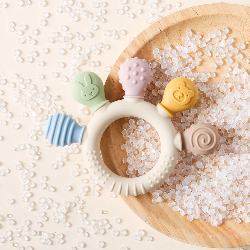 1pc Silicone Teether Baby 0 12 Months Teething Toys Teether Ring Silicone Baby Teether Toys for Toddler BPA Free Baby Toys Gifts