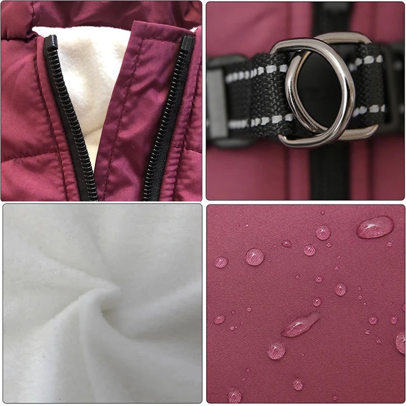 Waterproof Winter Dog Jacket With Harness