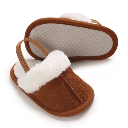 0-18M male and female baby autumn and winter cotton slippers with plush insulation soft sole comfortable indoor walking shoes