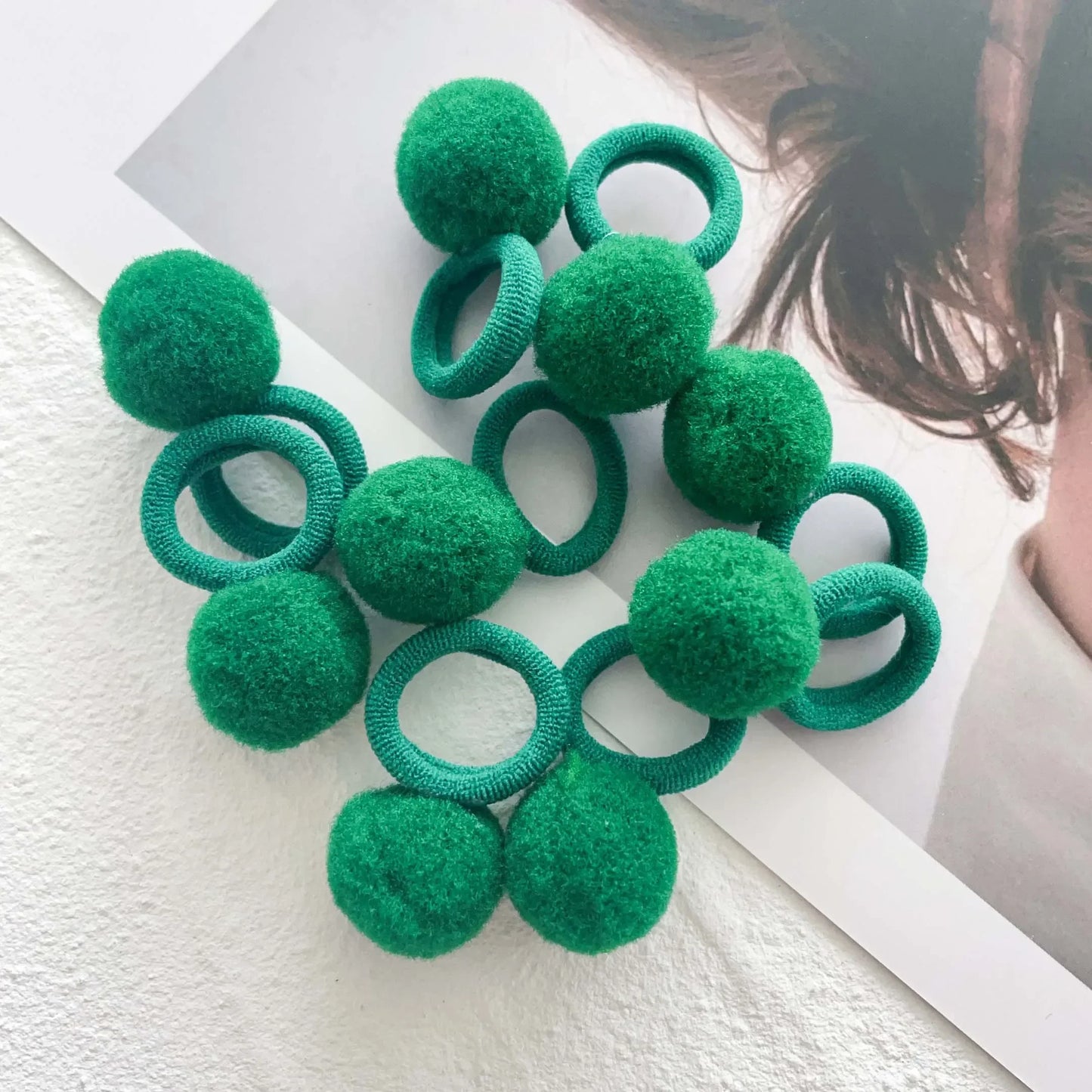 10-30Pcs Kids Elastic Hair Bands Girls Plush Ball Rubber Band For Children Sweets Scrunchie Hair Ties Clip Baby Hair Accessories