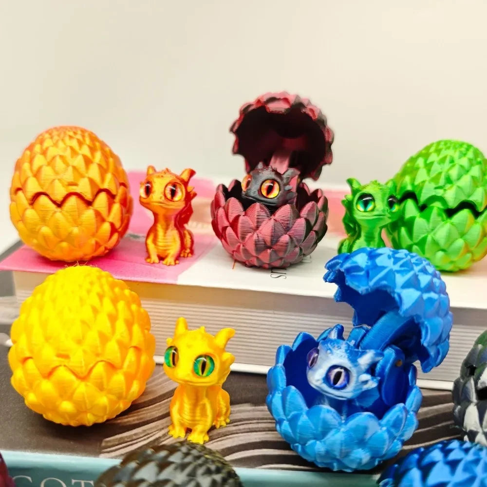 3D Printed Toys Artistic Dragon Egg Statue Small Hatching Dragon Figure Modern Home Decoration Miniature Desk Decor