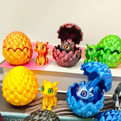 3D Printed Toys Artistic Dragon Egg Statue Small Hatching Dragon Figure Modern Home Decoration Miniature Desk Decor
