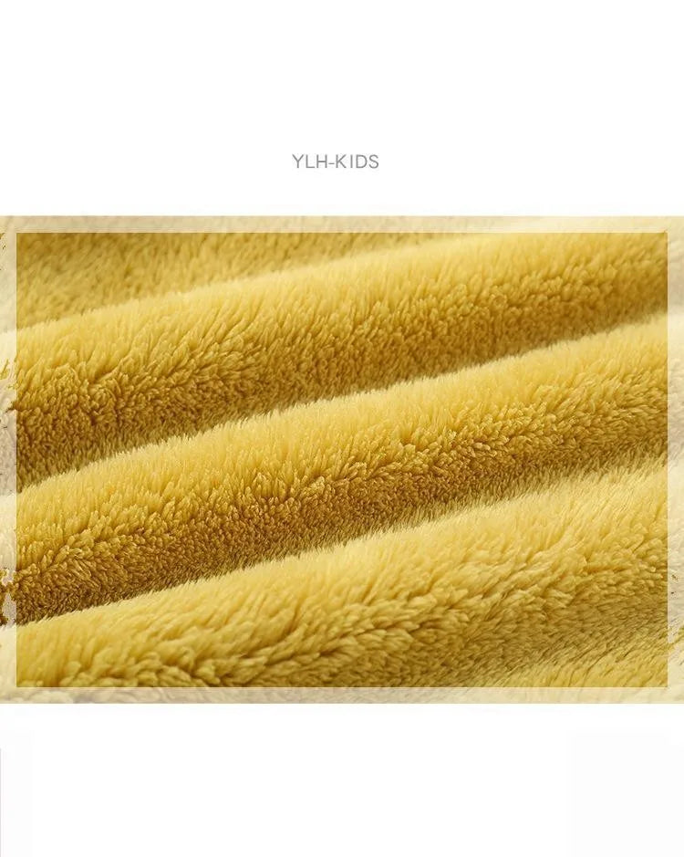 Solid Color Fashion Children Plush Coat Autumn Winter Warm Baby Girl Boy Casual Jacket Greatcoat Kids Clothing Toddler Outerwear