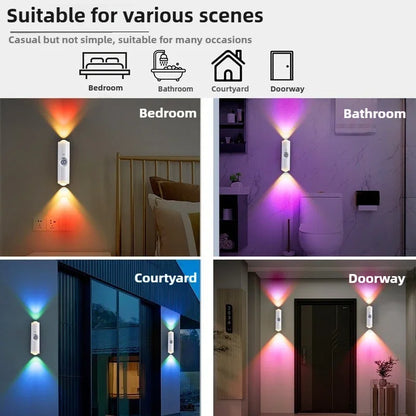 Smart RGB Gradient Night Light Magnetic Motion Sensor Rechargeable Wall Lamp for Bedroom Bathroom Closet Garden Home Decor