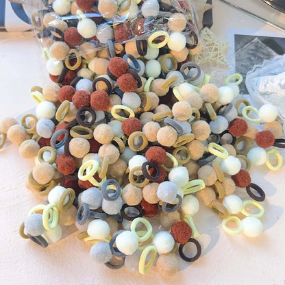 10-30Pcs Kids Elastic Hair Bands Girls Plush Ball Rubber Band For Children Sweets Scrunchie Hair Ties Clip Baby Hair Accessories
