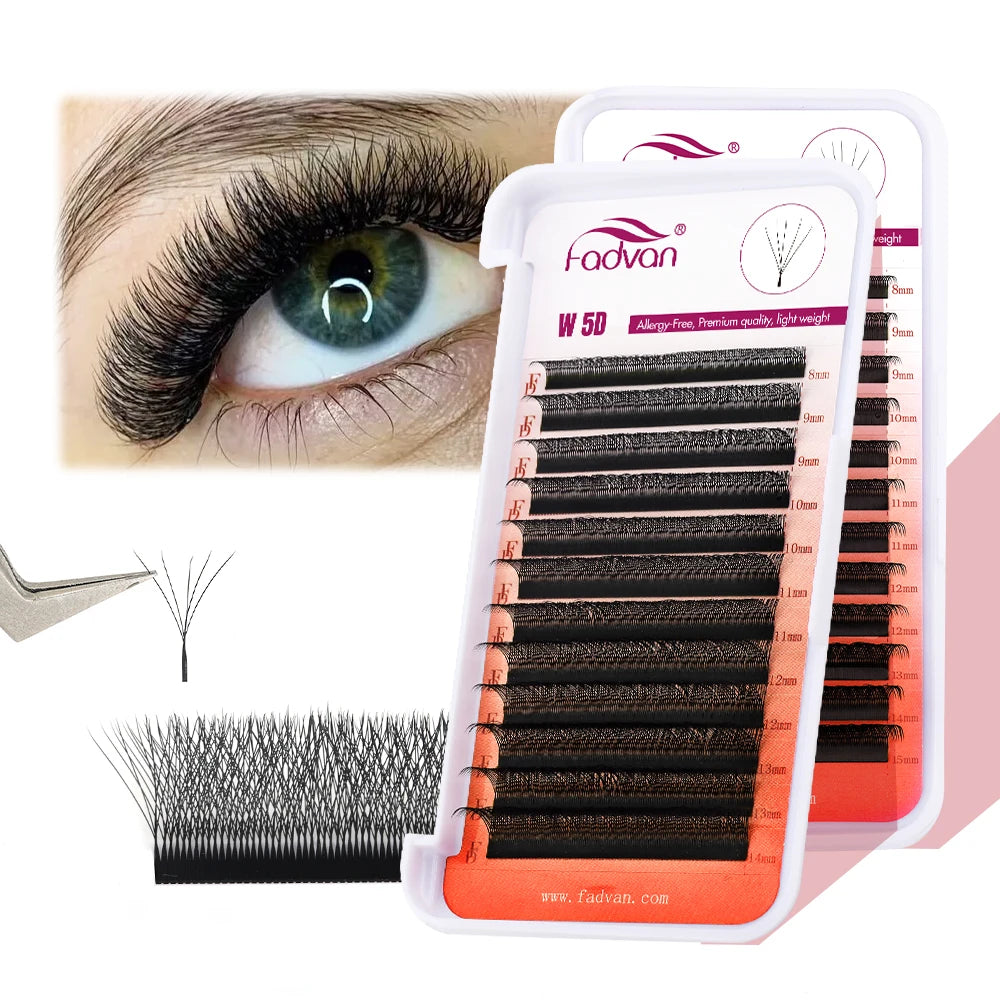 FADVAN YY/3D/4D/5D/6D W Shape Lashes M/C/D Curl Premade Volume Fans Faux Mink Eyelashes Brazilian Volume Natural Soft YY Lashes