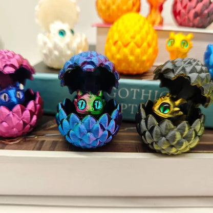 3D Printed Toys Artistic Dragon Egg Statue Small Hatching Dragon Figure Modern Home Decoration Miniature Desk Decor