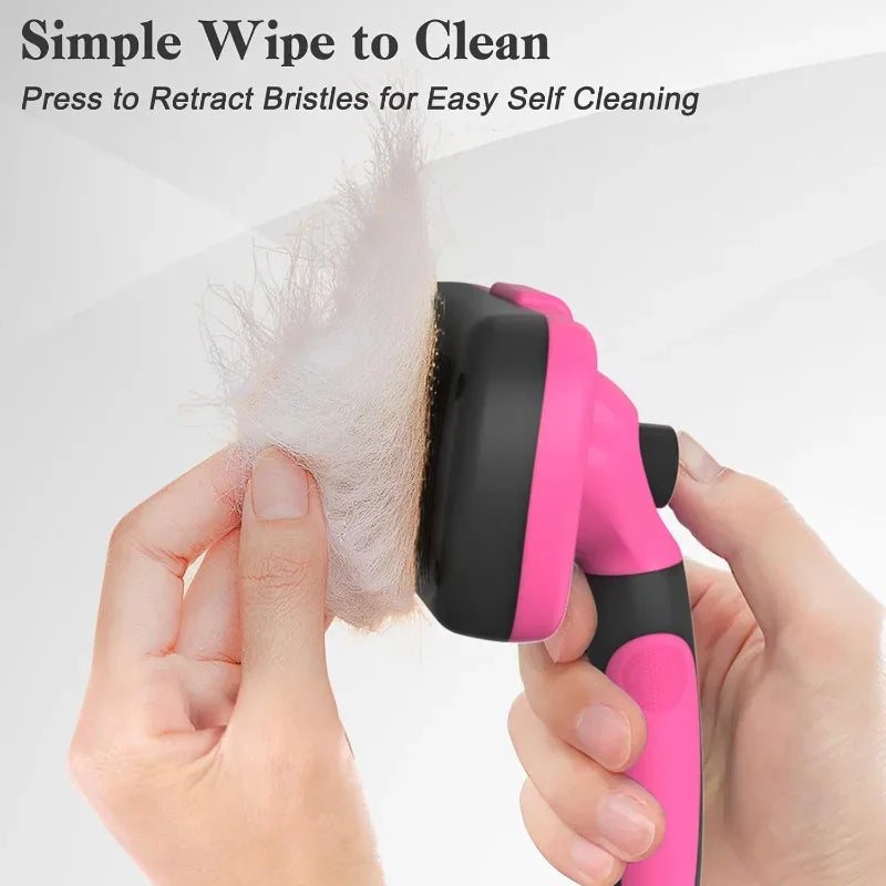 Self-Cleaning Pet Deshedding Slicker Brush