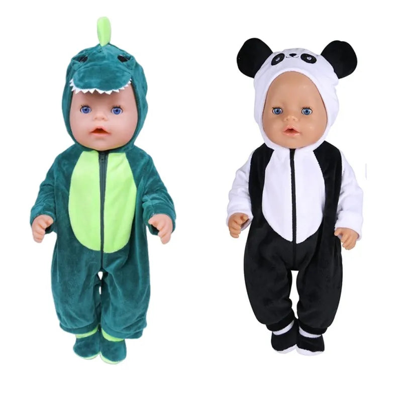 43-45 cm doll set suitable for 17-18 inch dolls, baby birth doll cute jumper jumpsuit set+shoes, warm clothes on Christmas gifts
