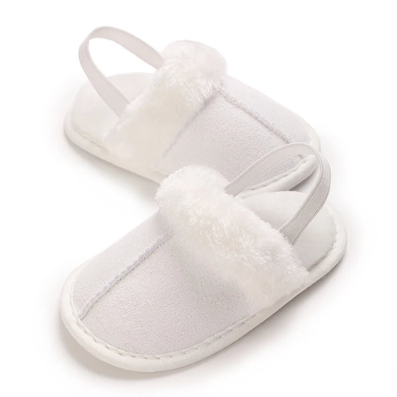 0-18M male and female baby autumn and winter cotton slippers with plush insulation soft sole comfortable indoor walking shoes
