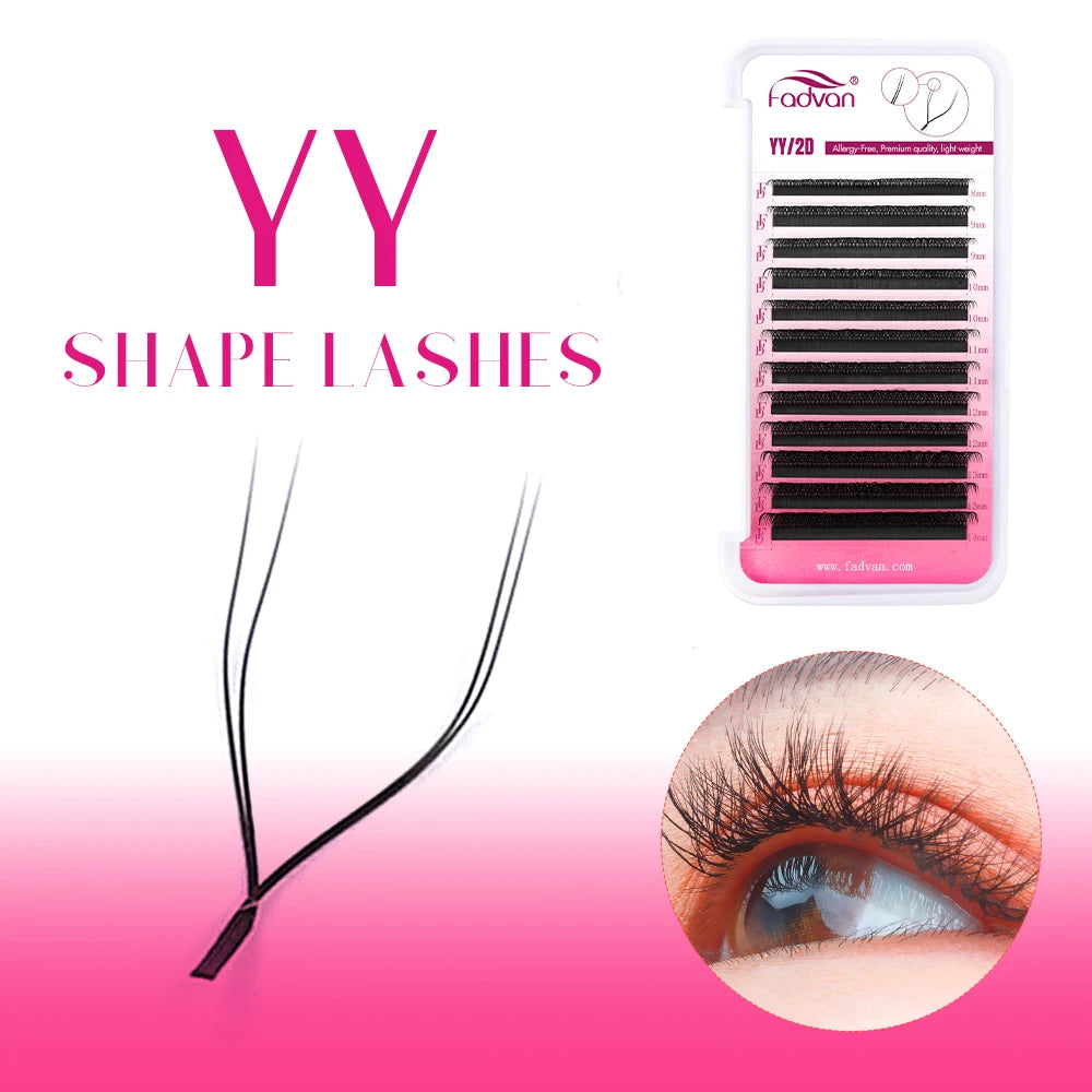 FADVAN YY/3D/4D/5D/6D W Shape Lashes M/C/D Curl Premade Volume Fans Faux Mink Eyelashes Brazilian Volume Natural Soft YY Lashes