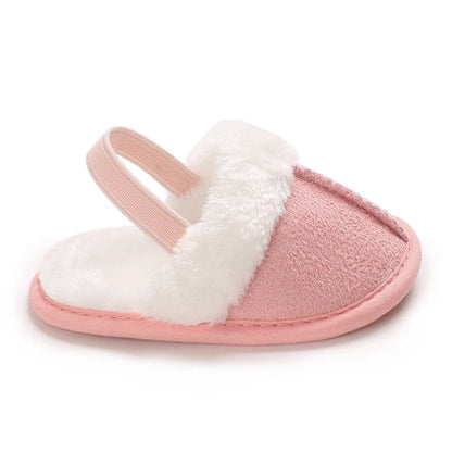 0-18M male and female baby autumn and winter cotton slippers with plush insulation soft sole comfortable indoor walking shoes