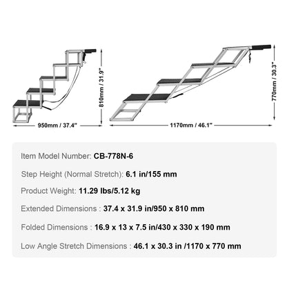 Folding Aluminum Dog Car Steps
