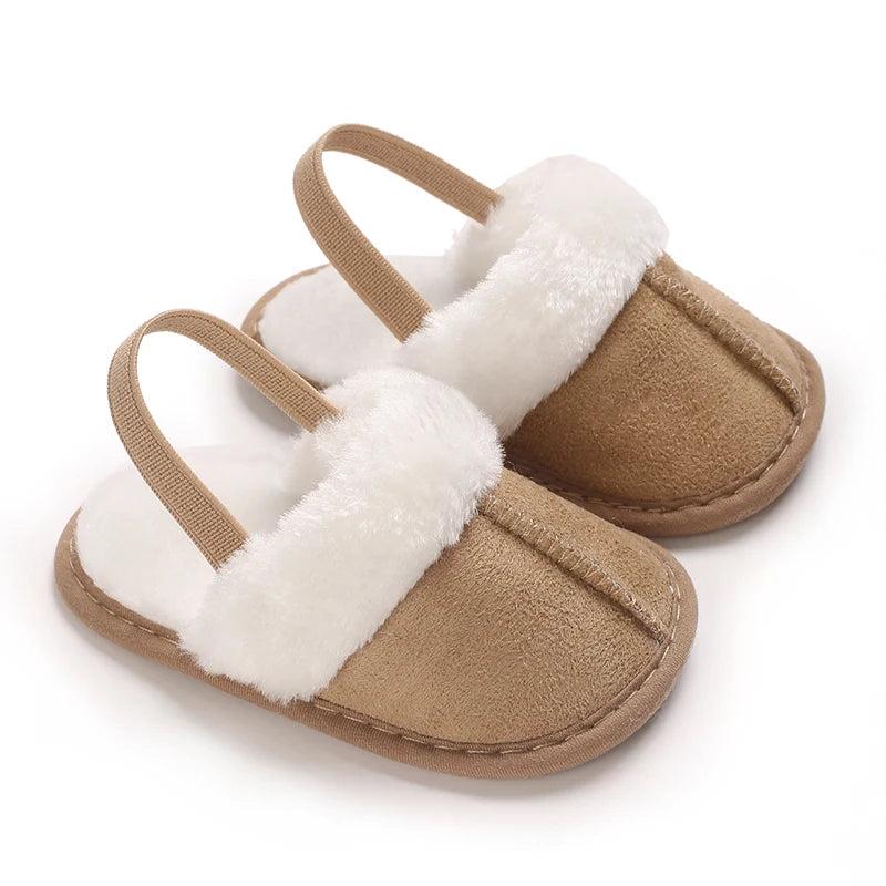 0-18M male and female baby autumn and winter cotton slippers with plush insulation soft sole comfortable indoor walking shoes