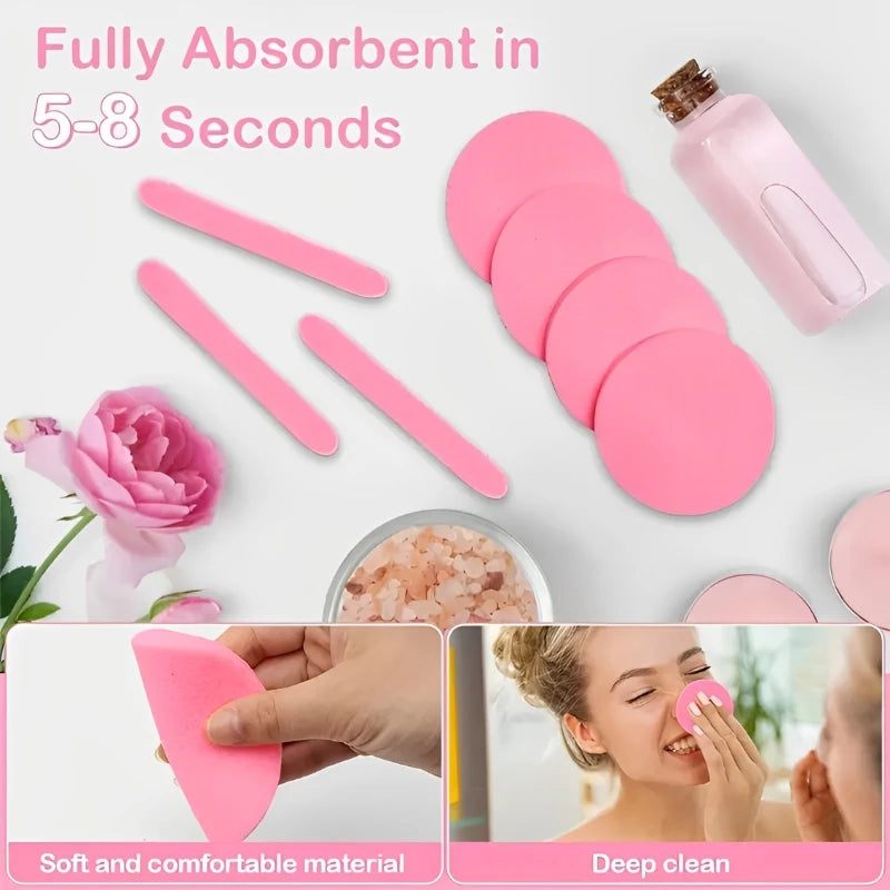 Compress Face Wash Puff with Storage Box Facial Cleansing Sponge for Makeup Remover Round Face Wash Sponge Skincare Beauty Tool