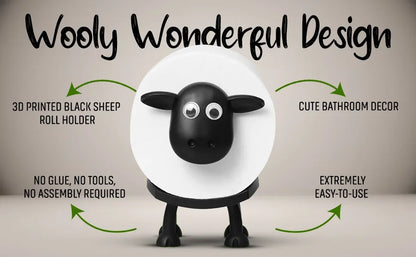 1/3PCS Funny Sheep Toilet Paper Holder 3D Printed Black Loo Roll Stand - Free Standing Bathroom Decor Humorous Gift for Home