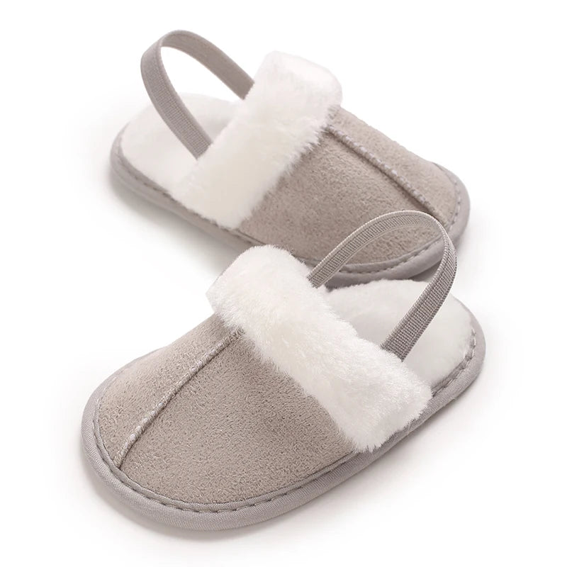 0-18M male and female baby autumn and winter cotton slippers with plush insulation soft sole comfortable indoor walking shoes
