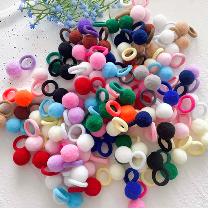 10-30Pcs Kids Elastic Hair Bands Girls Plush Ball Rubber Band For Children Sweets Scrunchie Hair Ties Clip Baby Hair Accessories