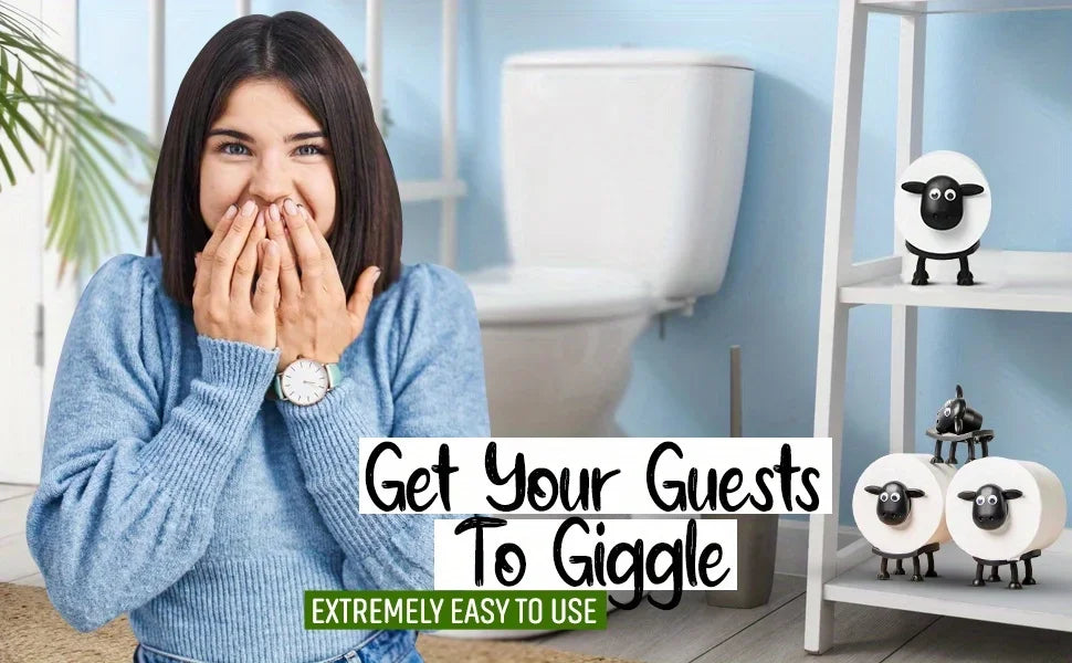 1/3PCS Funny Sheep Toilet Paper Holder 3D Printed Black Loo Roll Stand - Free Standing Bathroom Decor Humorous Gift for Home