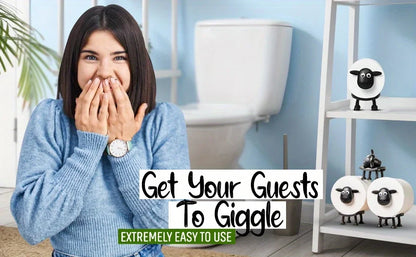 1/3PCS Funny Sheep Toilet Paper Holder 3D Printed Black Loo Roll Stand - Free Standing Bathroom Decor Humorous Gift for Home