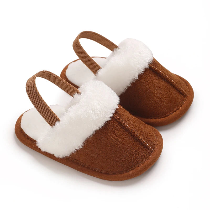 0-18M male and female baby autumn and winter cotton slippers with plush insulation soft sole comfortable indoor walking shoes