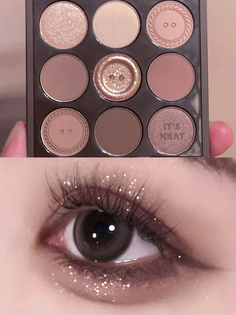 2024 New Nine-Color Sweater Knit Button Eyeshadow Tray Pearl Matte Low Saturation Deep Oat Earth Color