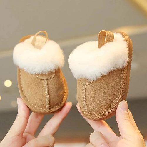0-18M male and female baby autumn and winter cotton slippers with plush insulation soft sole comfortable indoor walking shoes