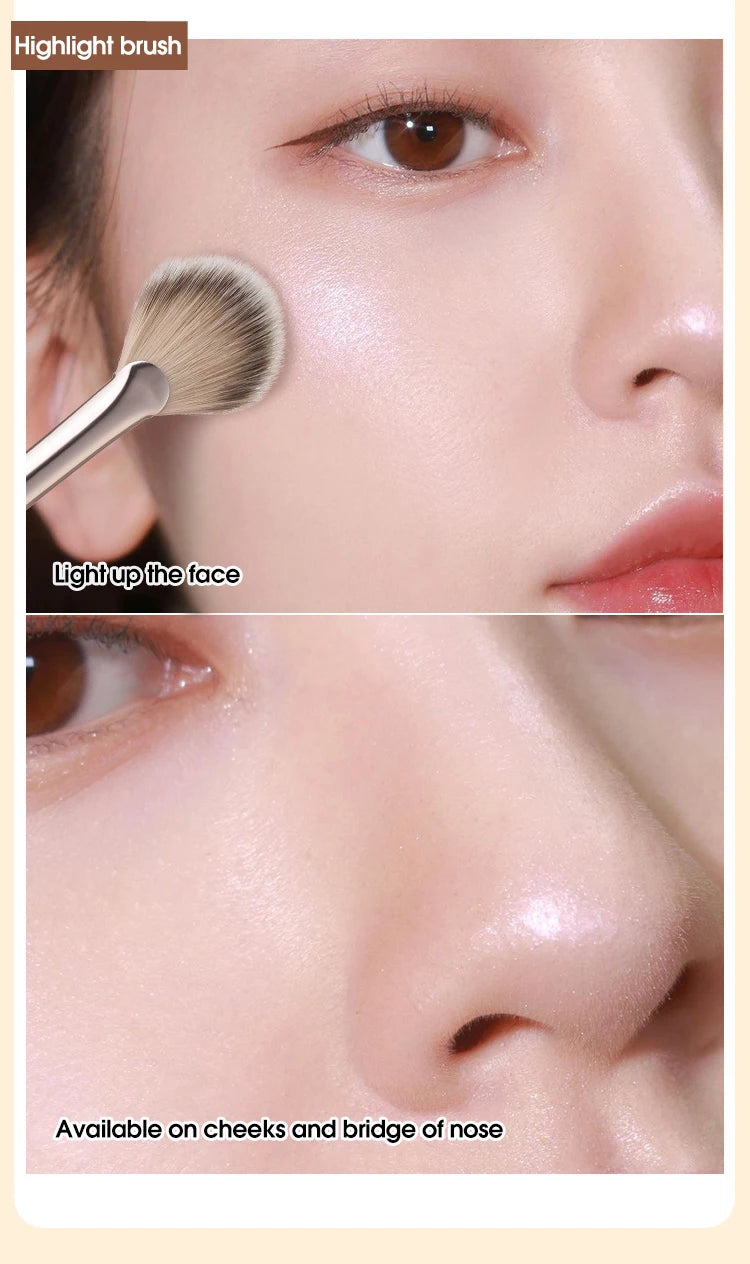 Powder blusher high gloss brush, soft hair, no powder, easy to apply makeup, novice powder blusher makeup brush, beauty tool