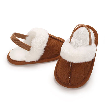 0-18M male and female baby autumn and winter cotton slippers with plush insulation soft sole comfortable indoor walking shoes