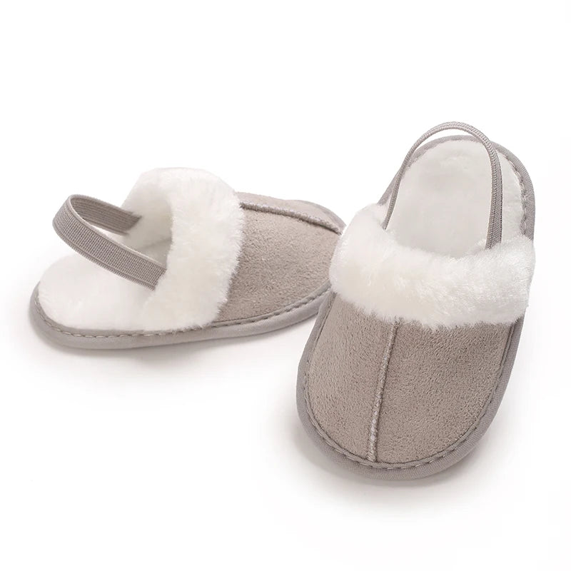 0-18M male and female baby autumn and winter cotton slippers with plush insulation soft sole comfortable indoor walking shoes