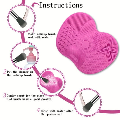 1Pc Silicone Apple-Shaped Makeup Brush Cleaner Pad With Suction Cup For Effective Cosmetic Tool Cleaning