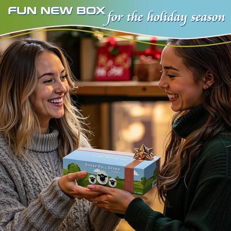 1/3PCS Funny Sheep Toilet Paper Holder 3D Printed Black Loo Roll Stand - Free Standing Bathroom Decor Humorous Gift for Home