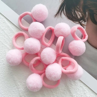 10-30Pcs Kids Elastic Hair Bands Girls Plush Ball Rubber Band For Children Sweets Scrunchie Hair Ties Clip Baby Hair Accessories
