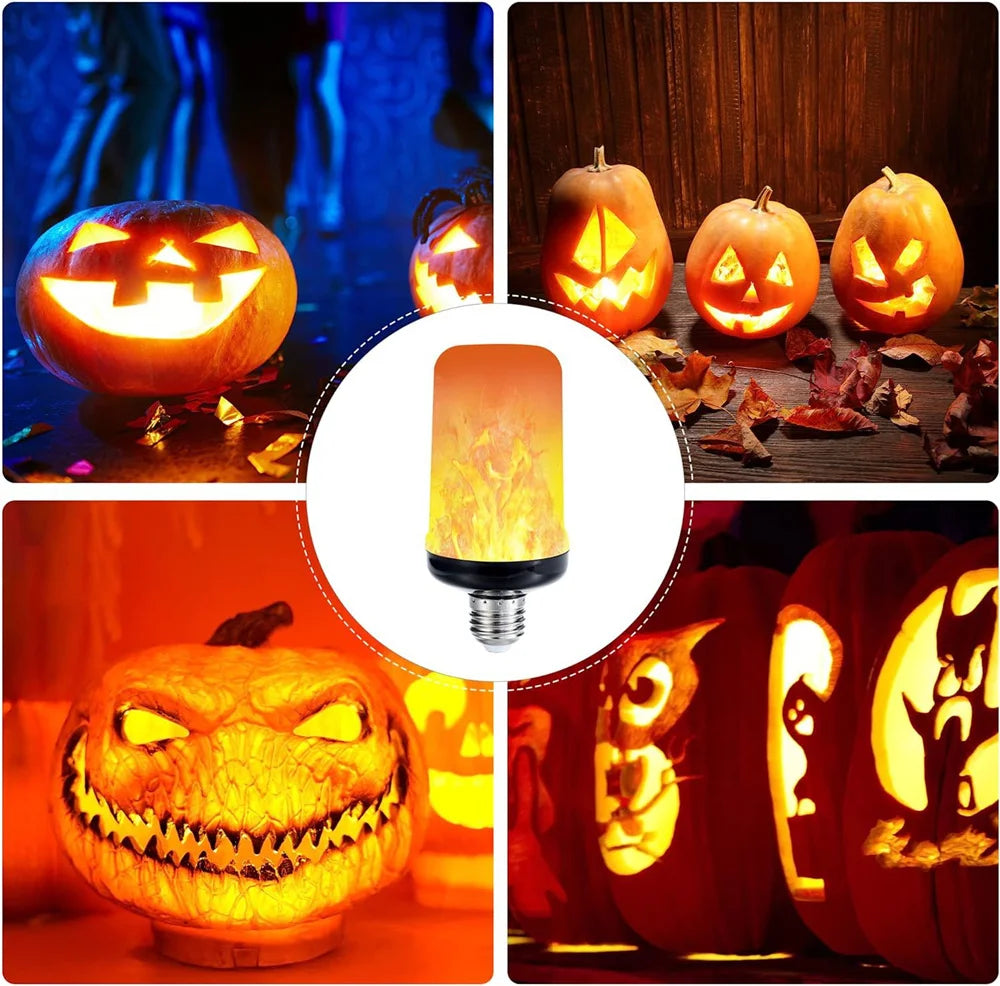 LED Night Light Flame Light Bulb 4 Modes Fire Bulb Lamp Christmas Party Outdoor Indoor Home Decor E27 Base Flickering Nightlight