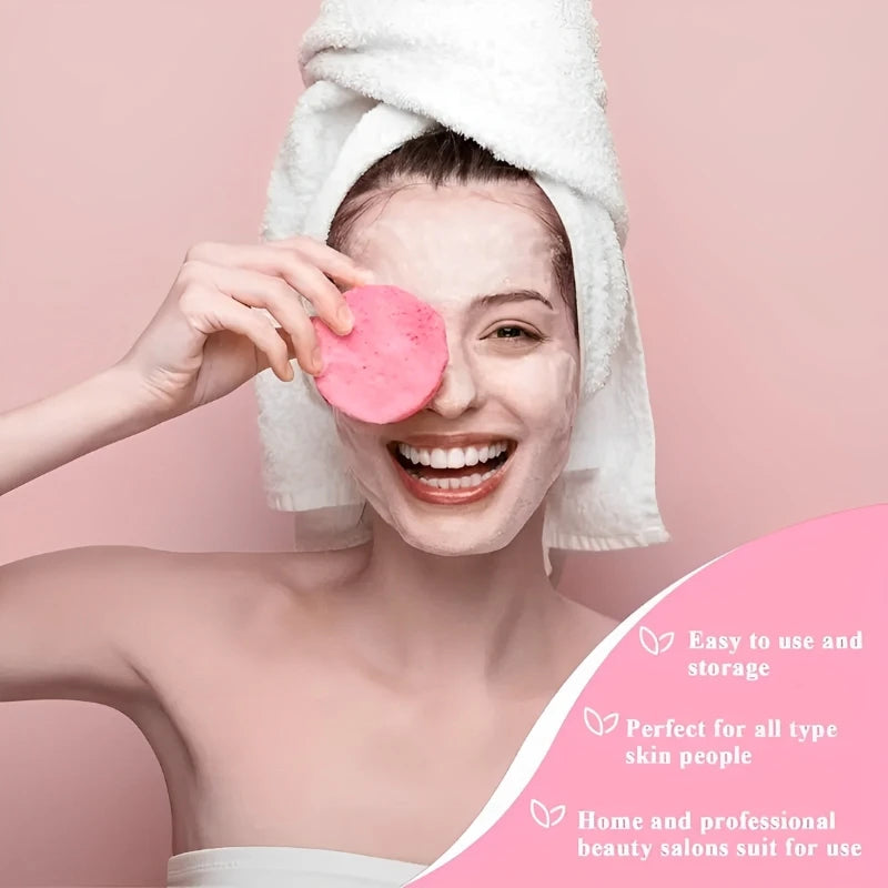 Compress Face Wash Puff with Storage Box Facial Cleansing Sponge for Makeup Remover Round Face Wash Sponge Skincare Beauty Tool