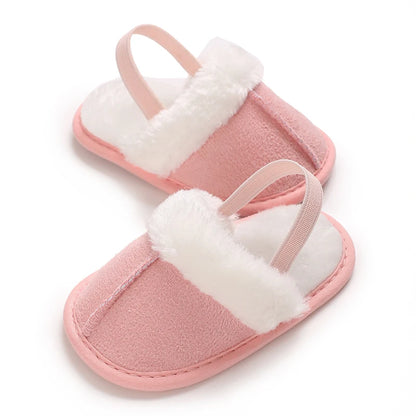 0-18M male and female baby autumn and winter cotton slippers with plush insulation soft sole comfortable indoor walking shoes