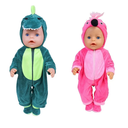 43-45 cm doll set suitable for 17-18 inch dolls, baby birth doll cute jumper jumpsuit set+shoes, warm clothes on Christmas gifts